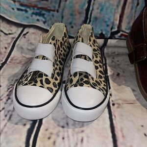 Leopard Print Kids Slip-On Sneakers - White Toe